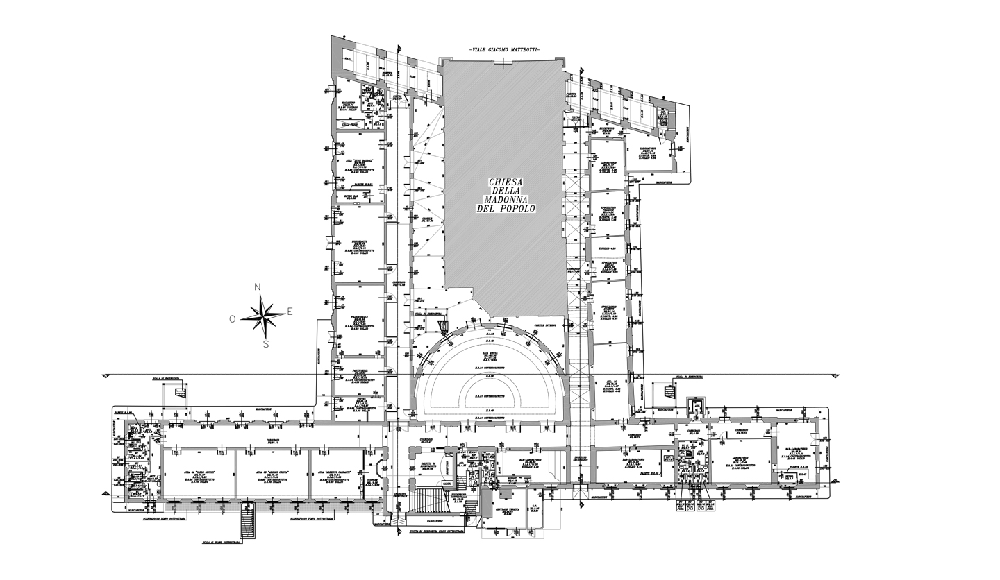 Restituzione grafica - piantina e rilievo istituto alberghiero Pellegrino Artusi Forlimpopoli - Marco Gatelli tecnico geometra di Forlì